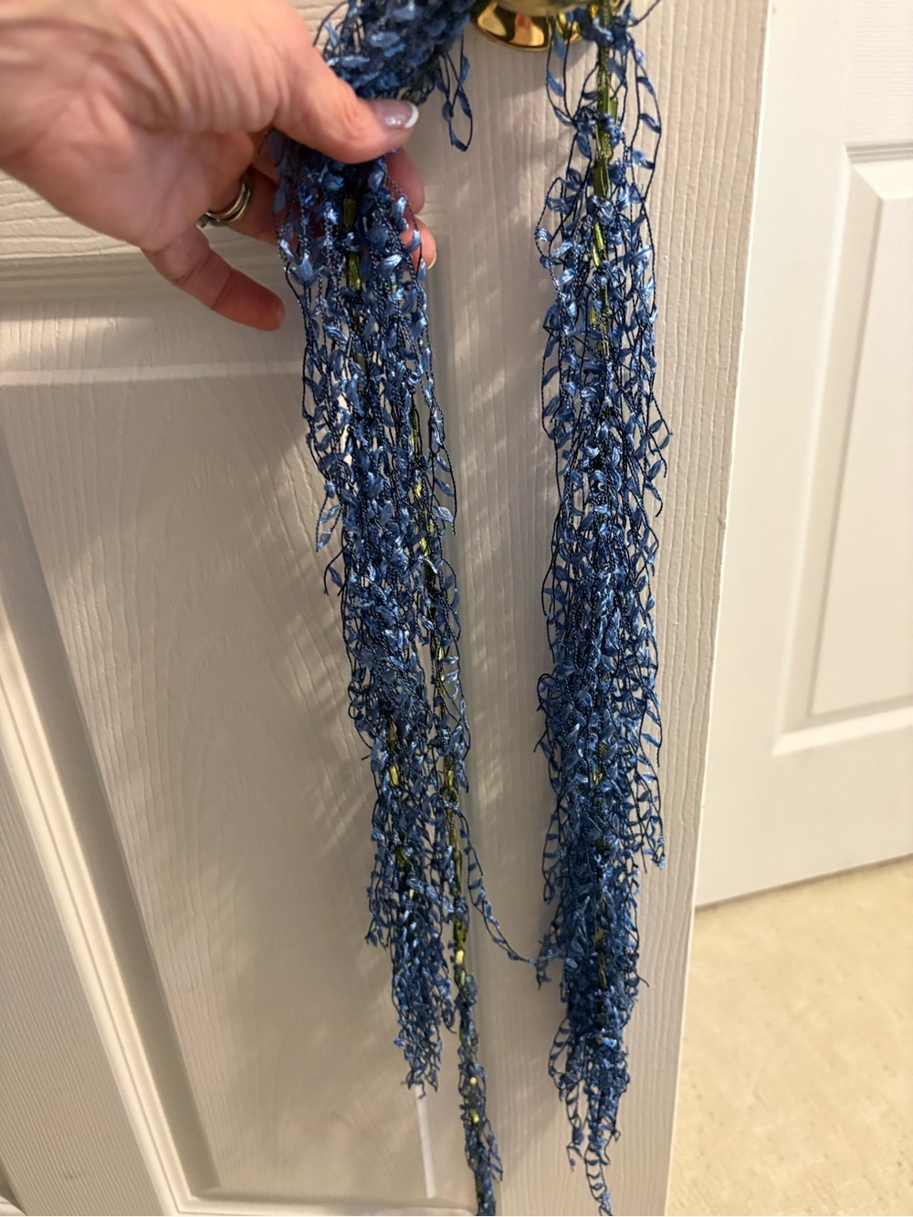 Blue Crochet Fringe Scarf - Women's Fashion Accessory